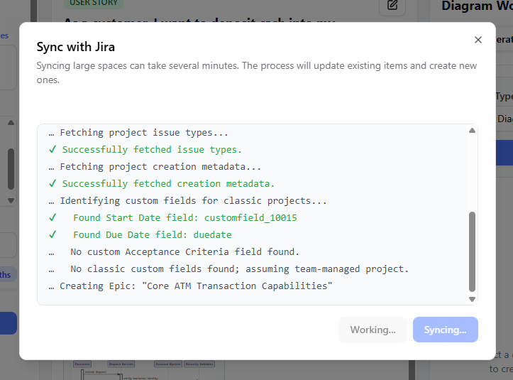 Sync project plan from Agilien to Jira