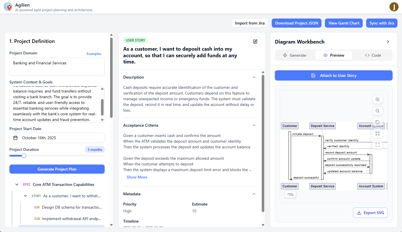 Agilien user interface