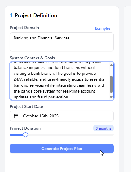 Generate a project plan in Agilien (With Epics, Story, Subtasks)